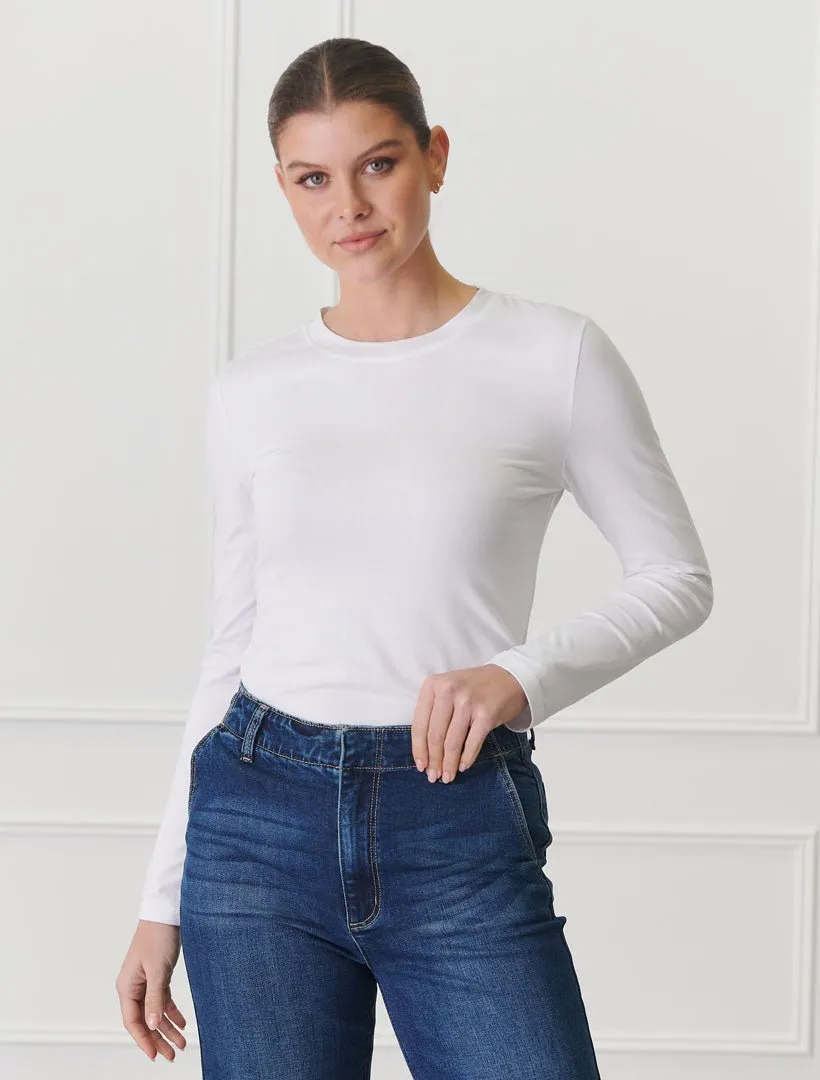 Paris Long Sleeve Classic Tee White