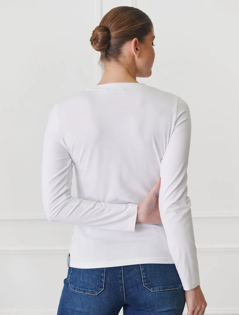 Paris Long Sleeve Classic Tee White