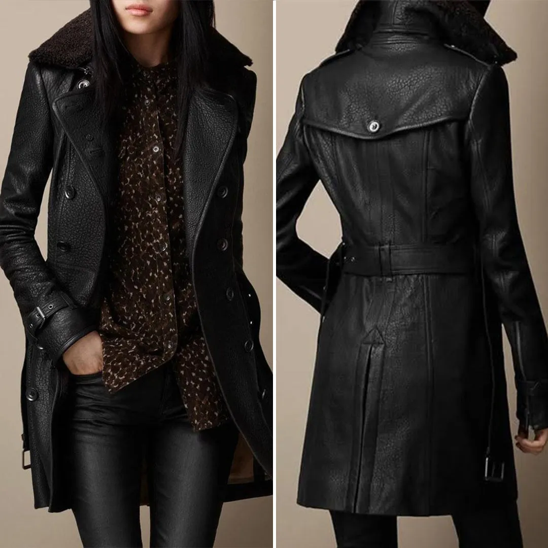 Pauline - Leather Trench Coat