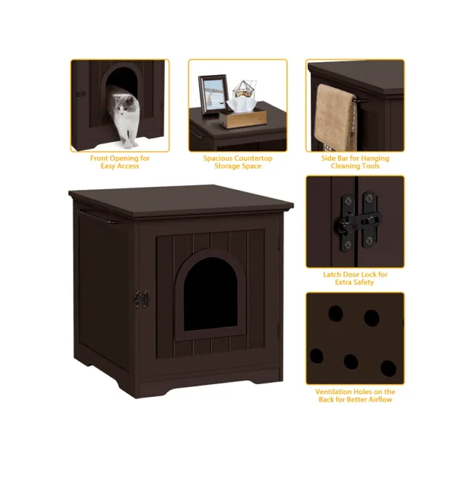 Pet Crate End Table Wooden Cage