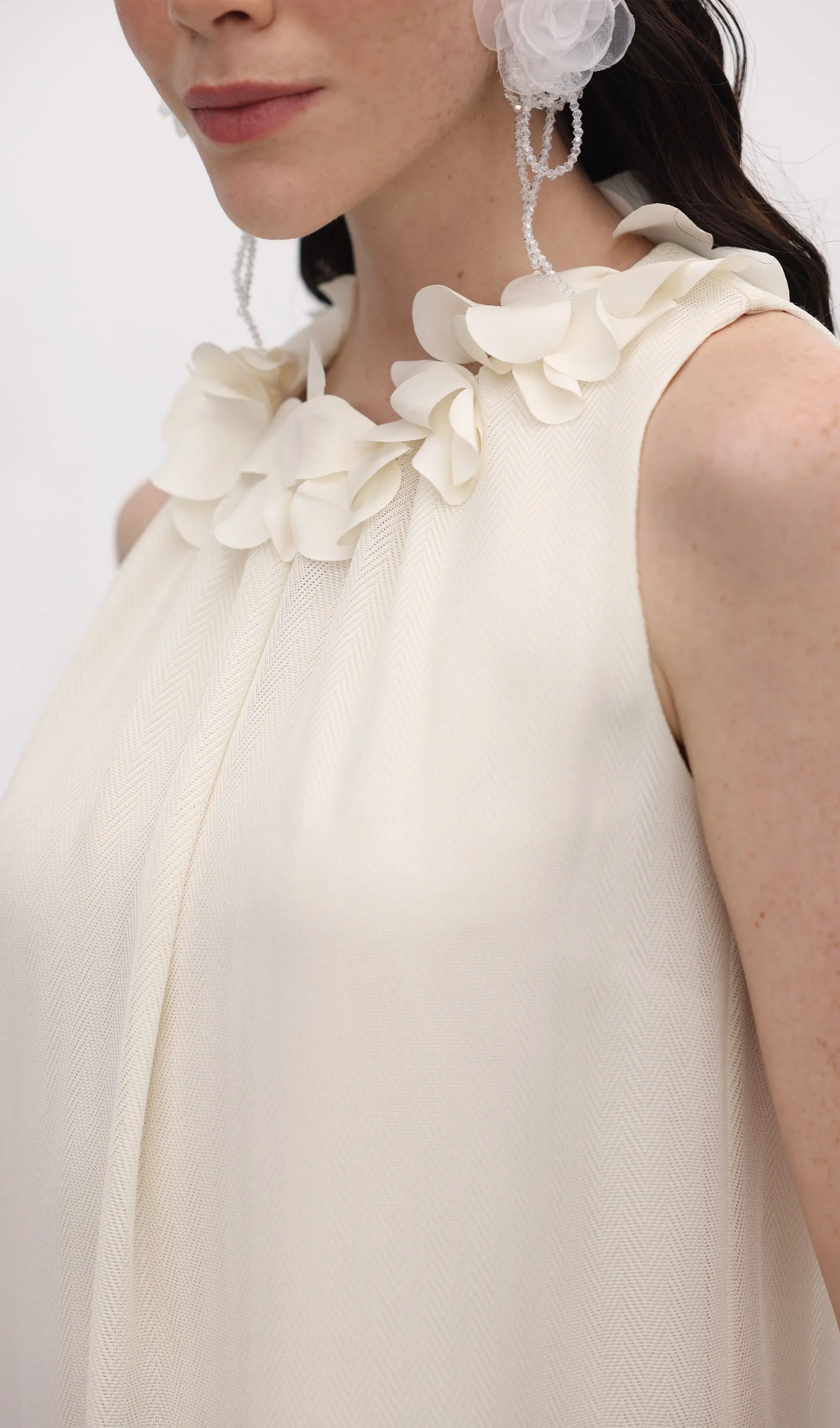 Petal Collar Halter Midi Dress