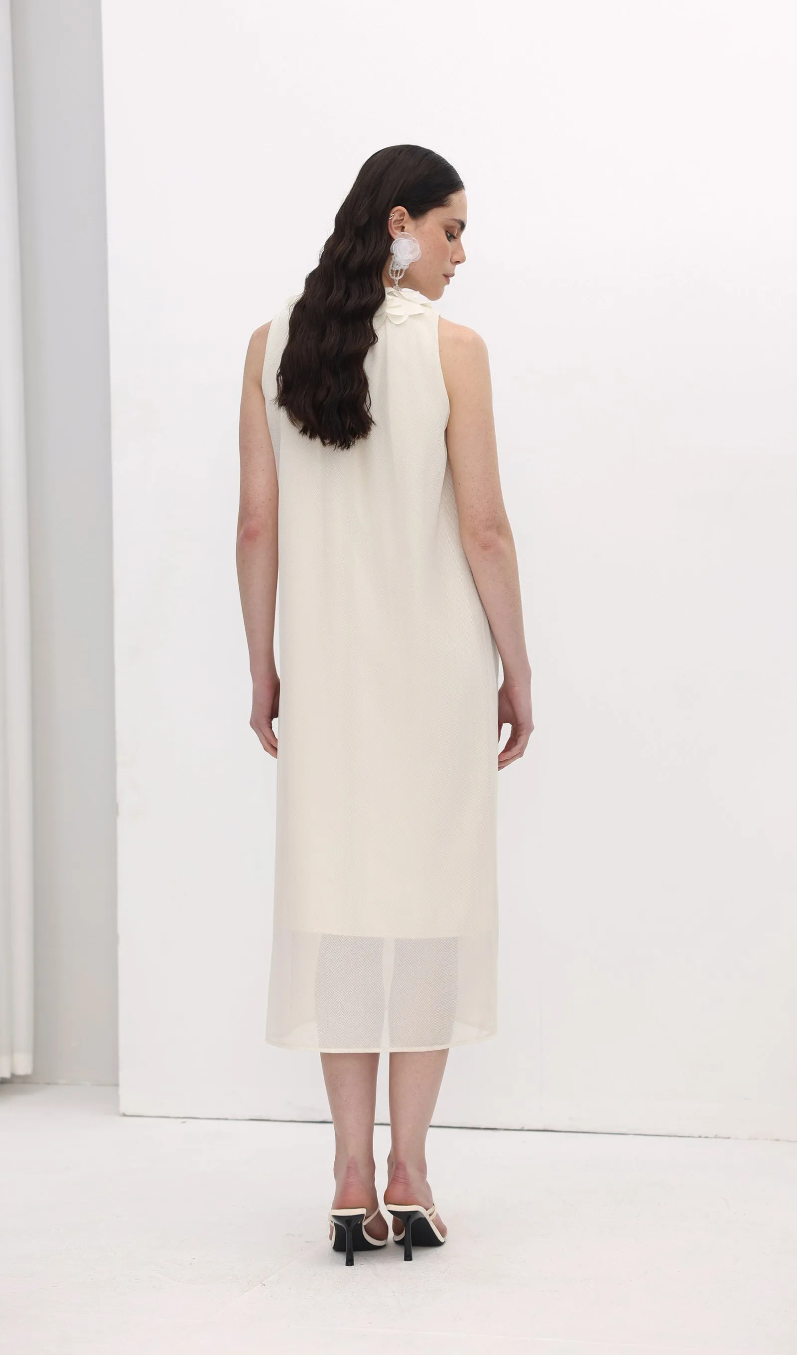 Petal Collar Halter Midi Dress