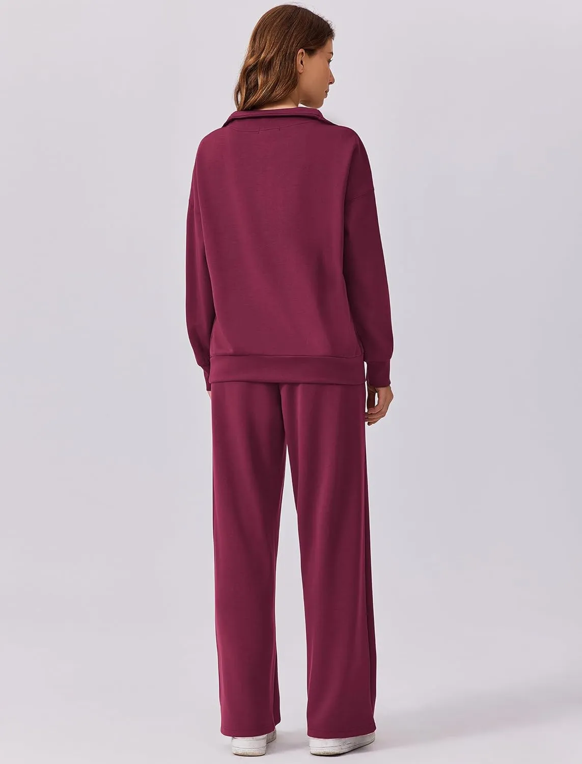 PINSPARK 2 Piece Sets for Women 2025 Fall Outfits Sweatsuit Oversized Sweatshirt Wide Leg Sweatpants Matching Set Tracksuit
