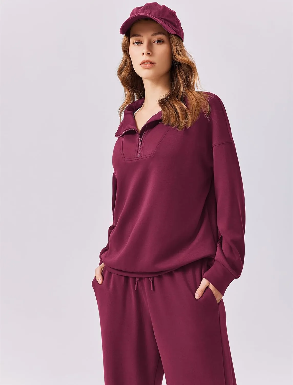 PINSPARK 2 Piece Sets for Women 2025 Fall Outfits Sweatsuit Oversized Sweatshirt Wide Leg Sweatpants Matching Set Tracksuit