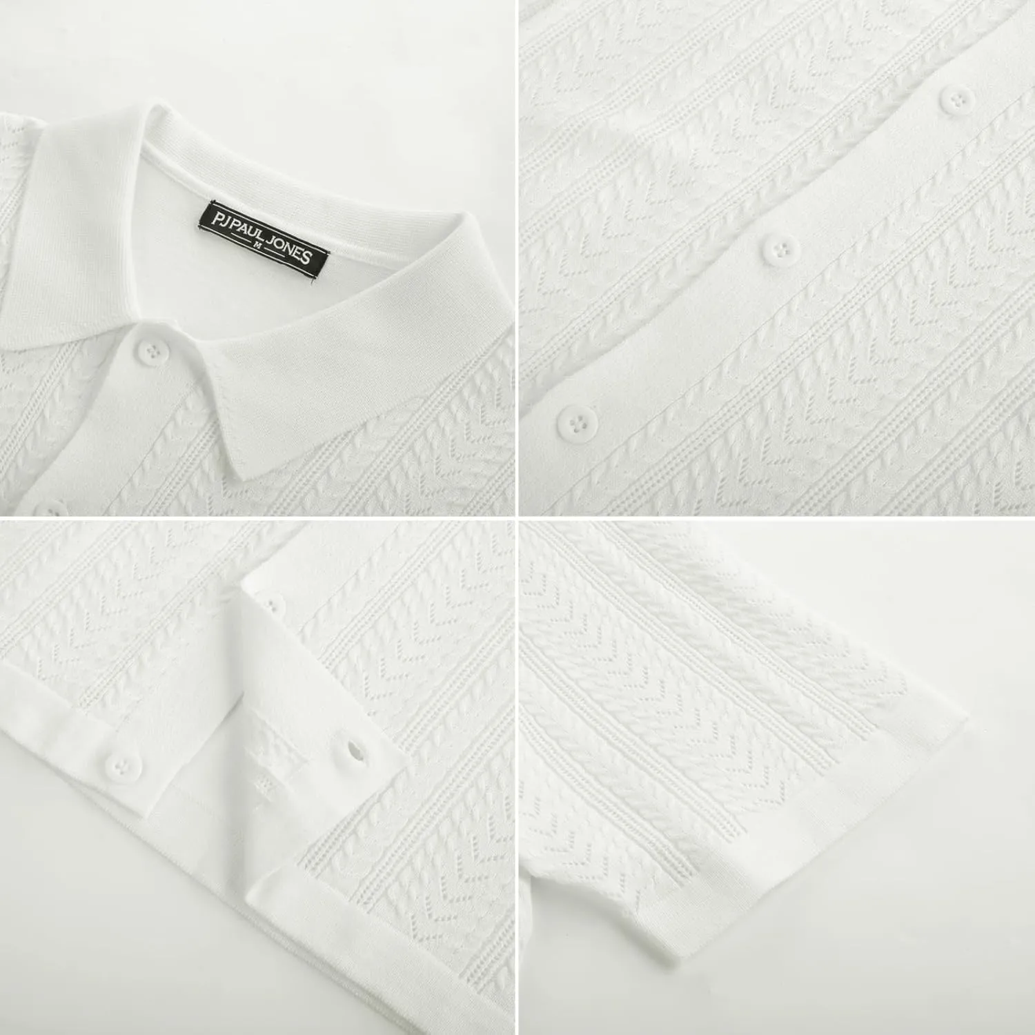 PJ PAUL JONES Men's Knit Shirts Short Sleeve Button Down Polo Shirt Fashion Casual Summer Beach Shirts