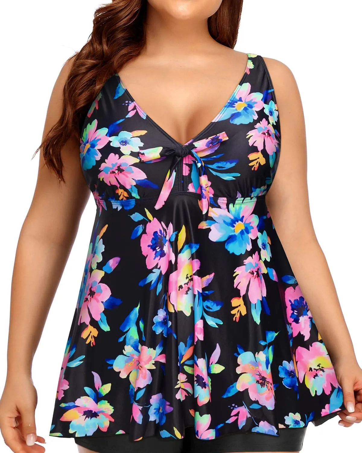 Plus Size Tankini Tops for Women Only - Flowy Bathing Suits Tops Modest Swimsuit No Bottom