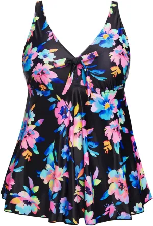 Plus Size Tankini Tops for Women Only - Flowy Bathing Suits Tops Modest Swimsuit No Bottom