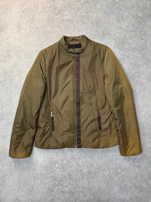 Prada Distressed Khaki Cropped Puffer Jacket