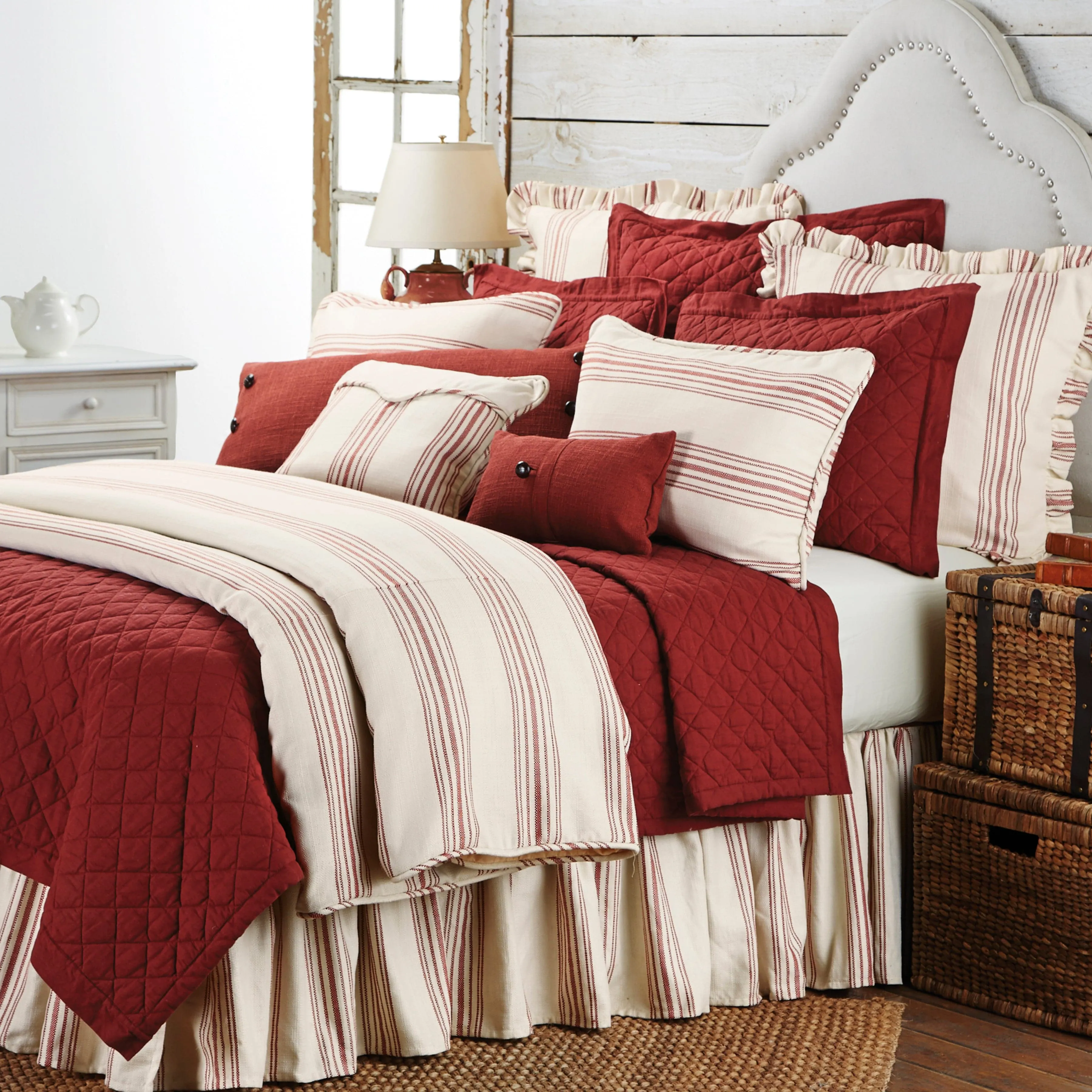 Prescott Duvet Cover, Red, Super Queen