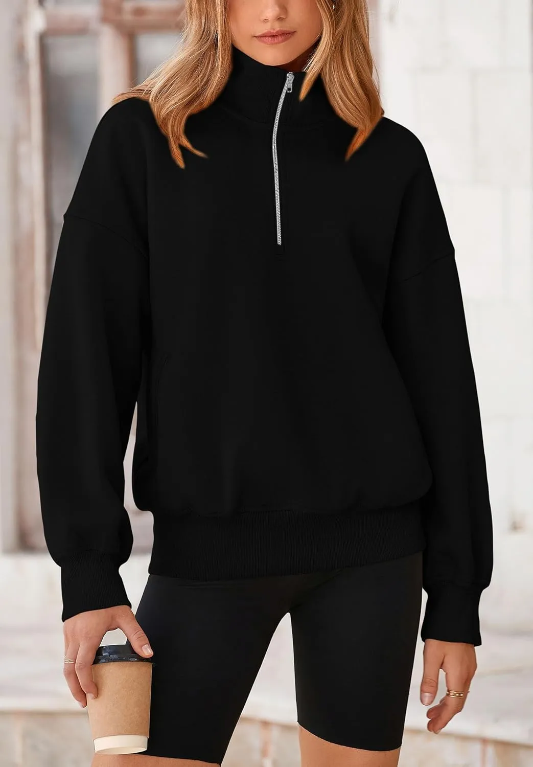 PRETTYGARDEN Women's Fall Fashion Half Zip Sweatshirts Long Sleeve Collared Cropped Pullover Tops Trendy Y2K Clothes