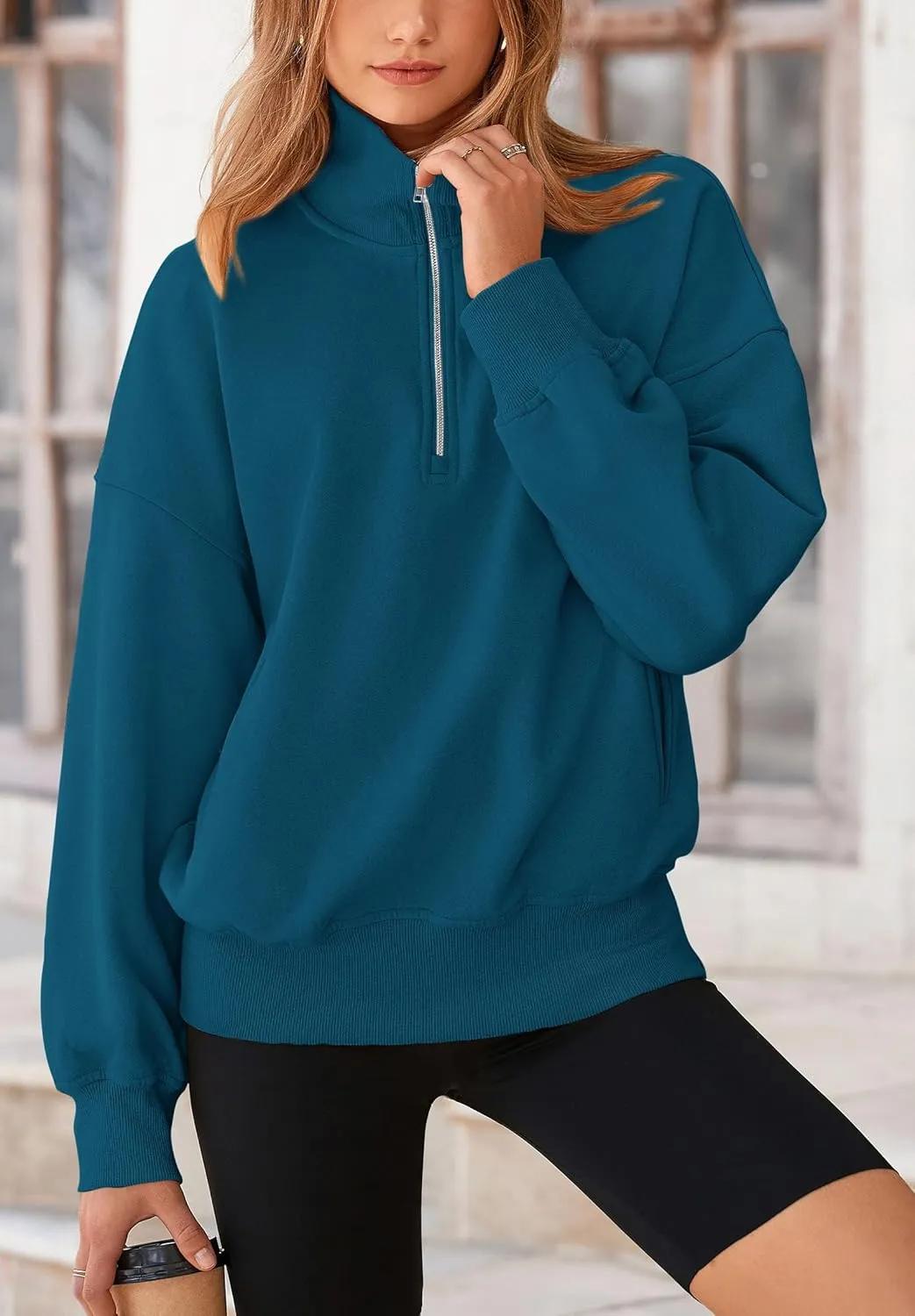 PRETTYGARDEN Women's Fall Fashion Half Zip Sweatshirts Long Sleeve Collared Cropped Pullover Tops Trendy Y2K Clothes