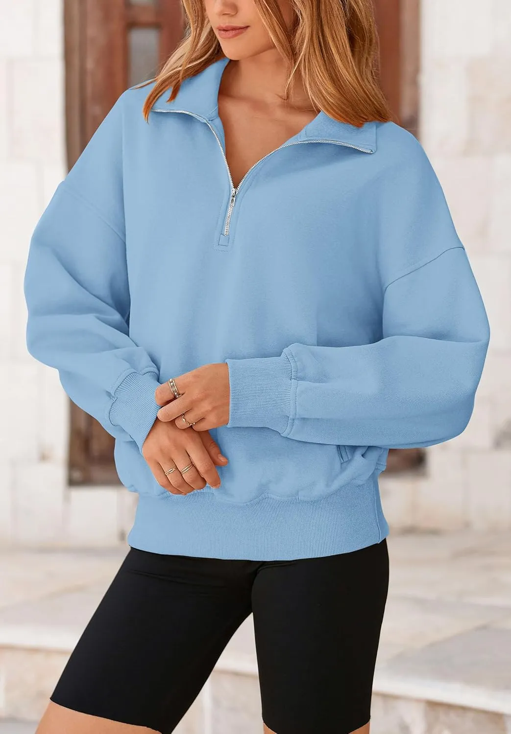 PRETTYGARDEN Women's Fall Fashion Half Zip Sweatshirts Long Sleeve Collared Cropped Pullover Tops Trendy Y2K Clothes