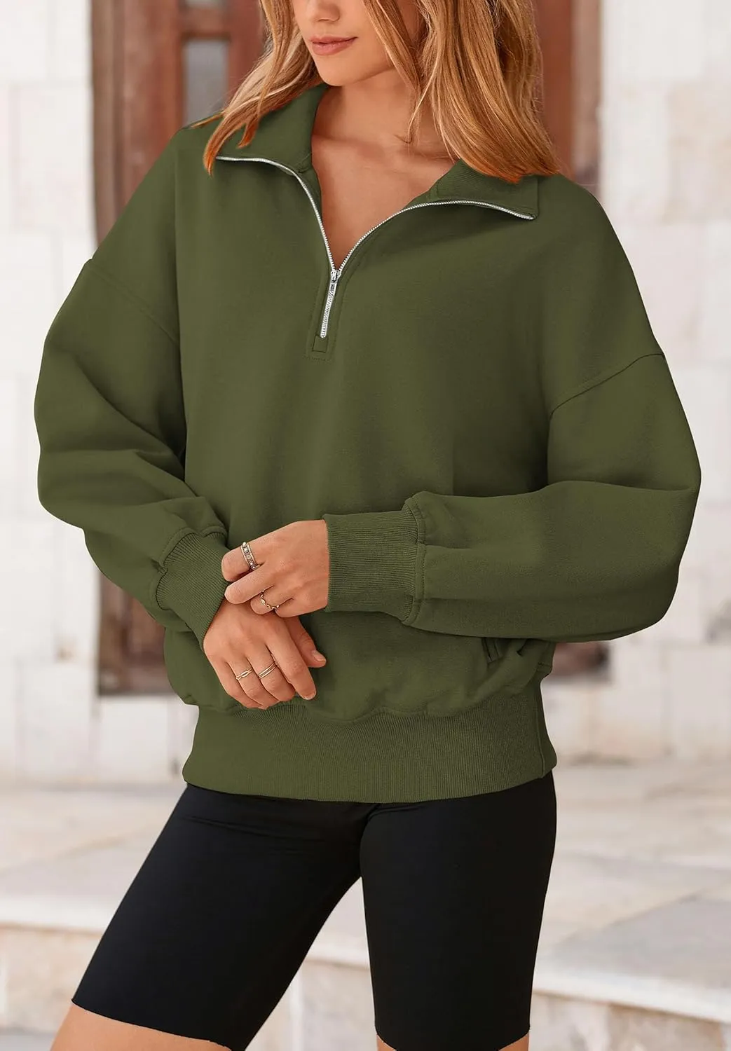 PRETTYGARDEN Women's Fall Fashion Half Zip Sweatshirts Long Sleeve Collared Cropped Pullover Tops Trendy Y2K Clothes