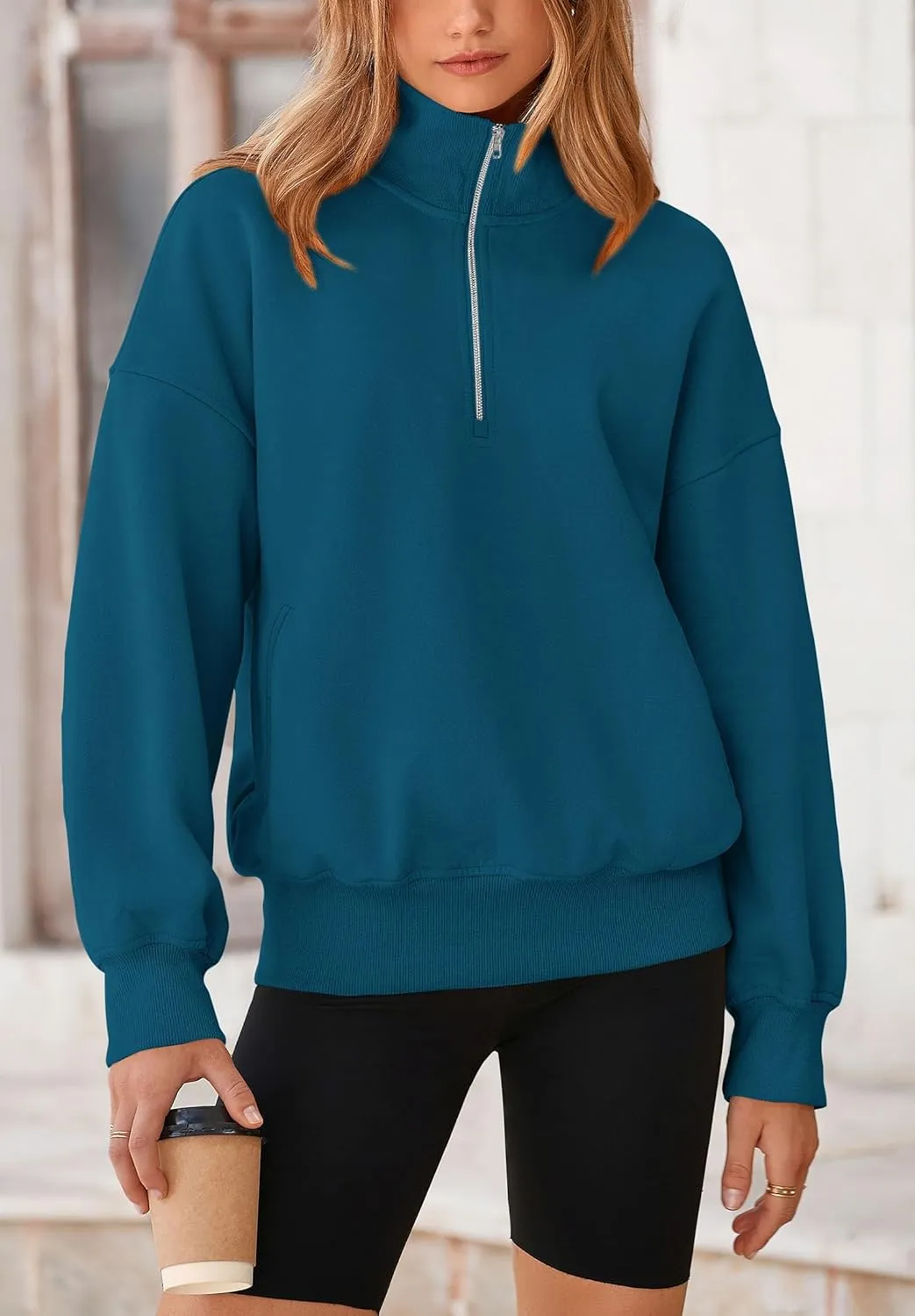 PRETTYGARDEN Women's Fall Fashion Half Zip Sweatshirts Long Sleeve Collared Cropped Pullover Tops Trendy Y2K Clothes