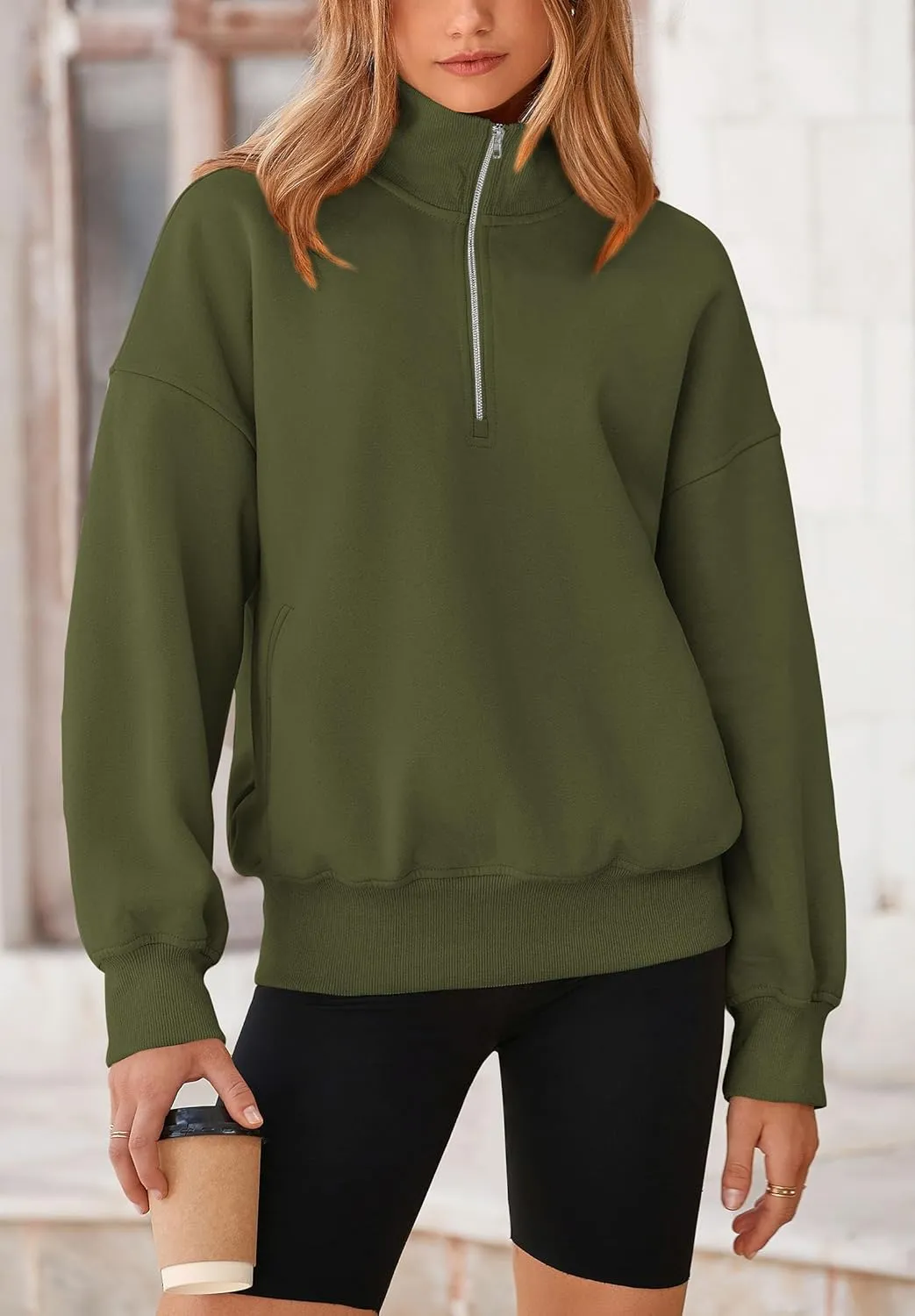 PRETTYGARDEN Women's Fall Fashion Half Zip Sweatshirts Long Sleeve Collared Cropped Pullover Tops Trendy Y2K Clothes