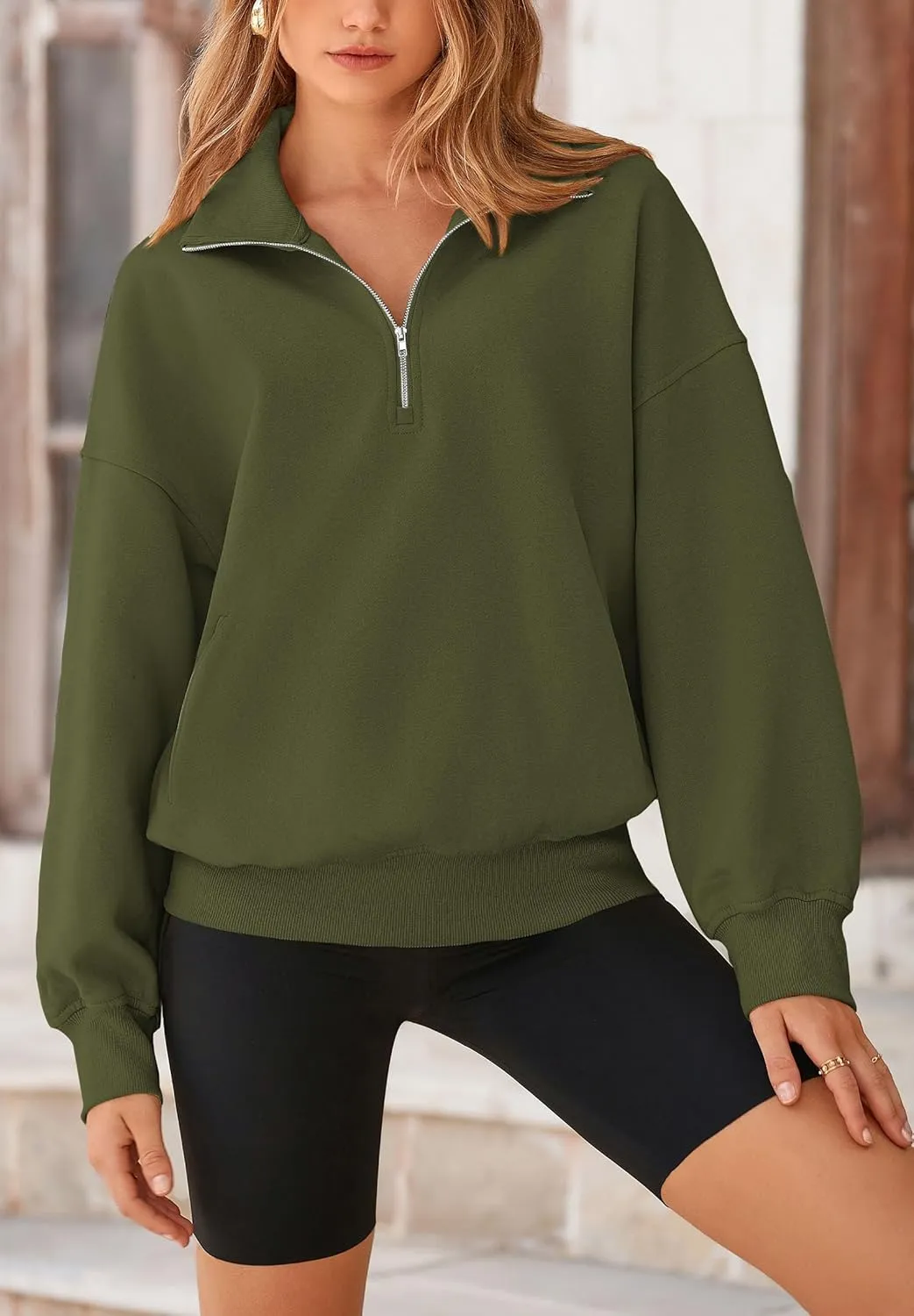 PRETTYGARDEN Women's Fall Fashion Half Zip Sweatshirts Long Sleeve Collared Cropped Pullover Tops Trendy Y2K Clothes