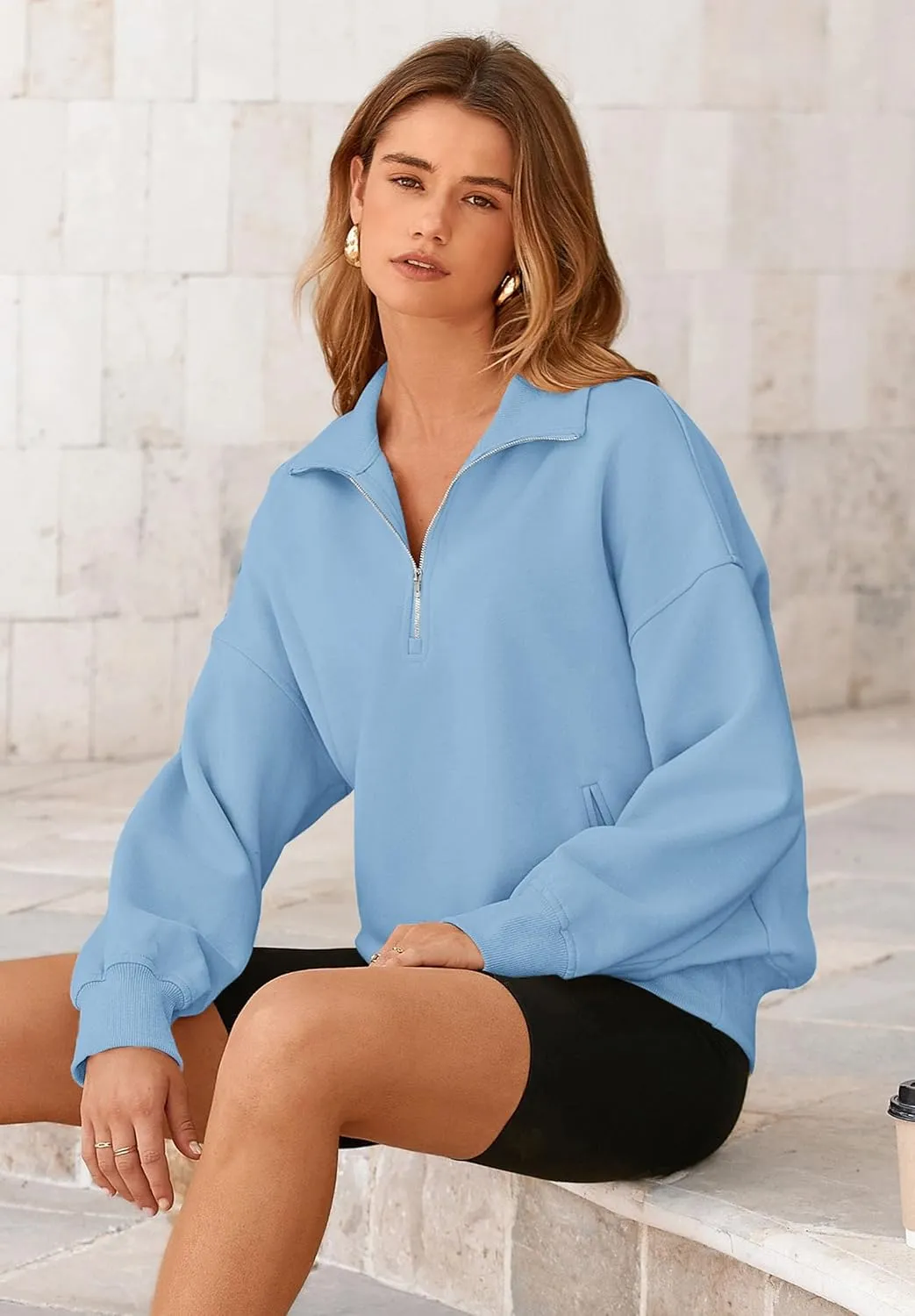 PRETTYGARDEN Women's Fall Fashion Half Zip Sweatshirts Long Sleeve Collared Cropped Pullover Tops Trendy Y2K Clothes