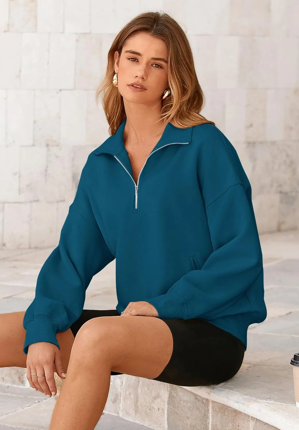 PRETTYGARDEN Women's Fall Fashion Half Zip Sweatshirts Long Sleeve Collared Cropped Pullover Tops Trendy Y2K Clothes