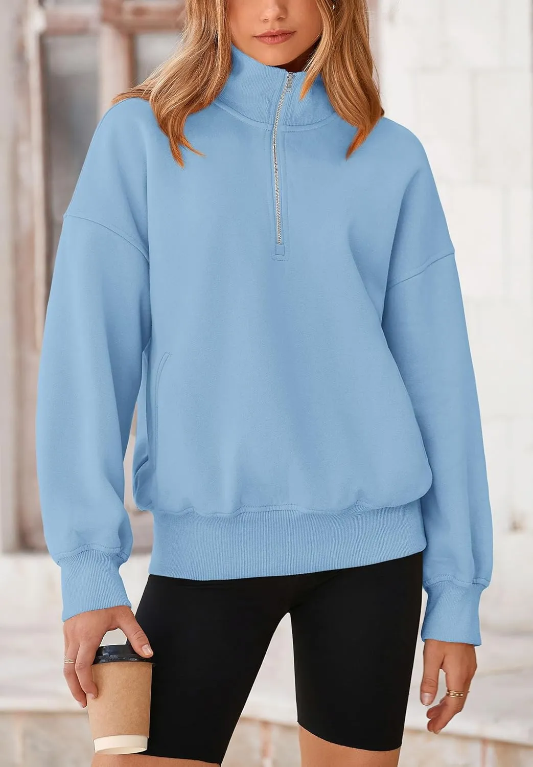 PRETTYGARDEN Women's Fall Fashion Half Zip Sweatshirts Long Sleeve Collared Cropped Pullover Tops Trendy Y2K Clothes