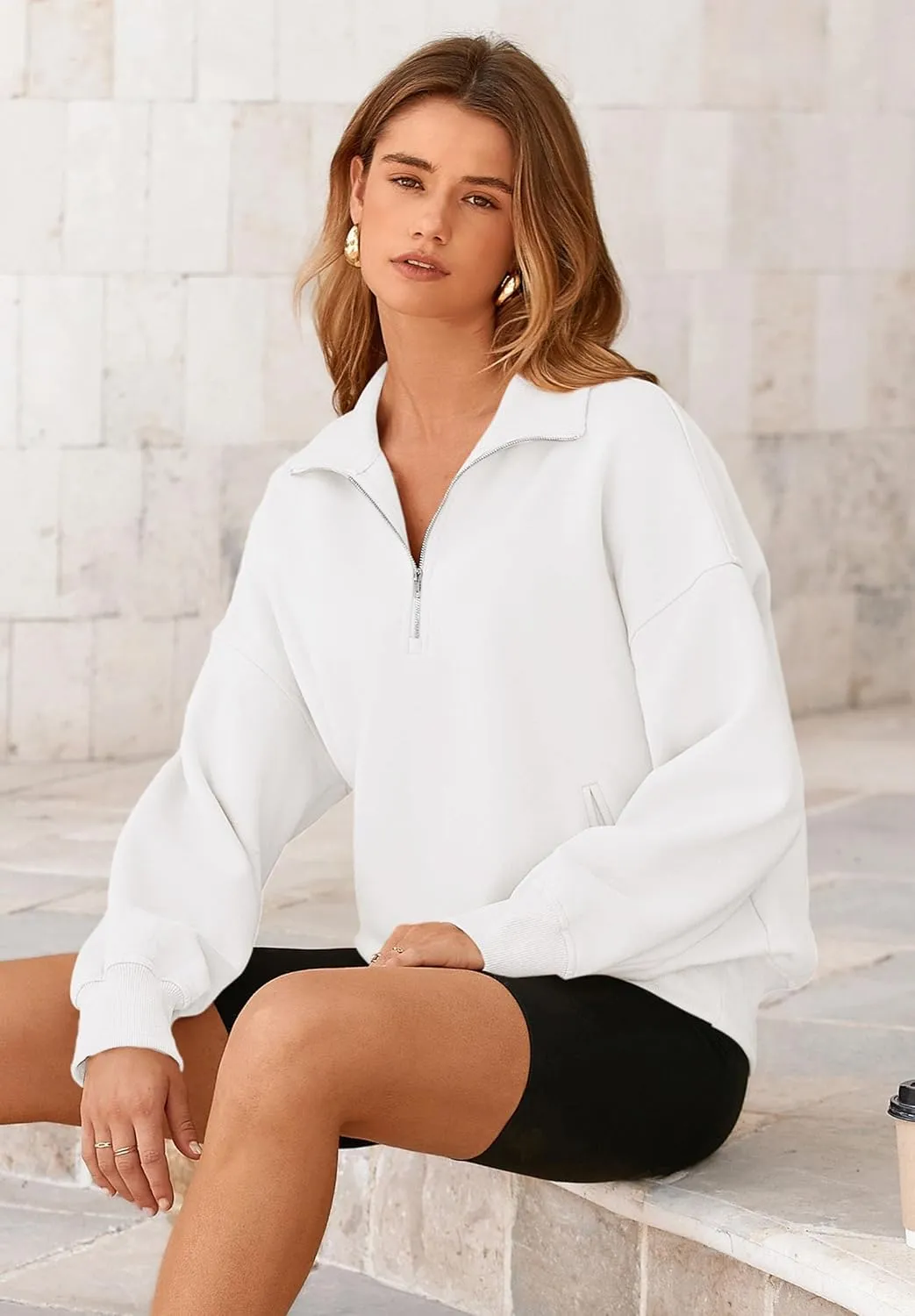 PRETTYGARDEN Women's Fall Fashion Half Zip Sweatshirts Long Sleeve Collared Cropped Pullover Tops Trendy Y2K Clothes
