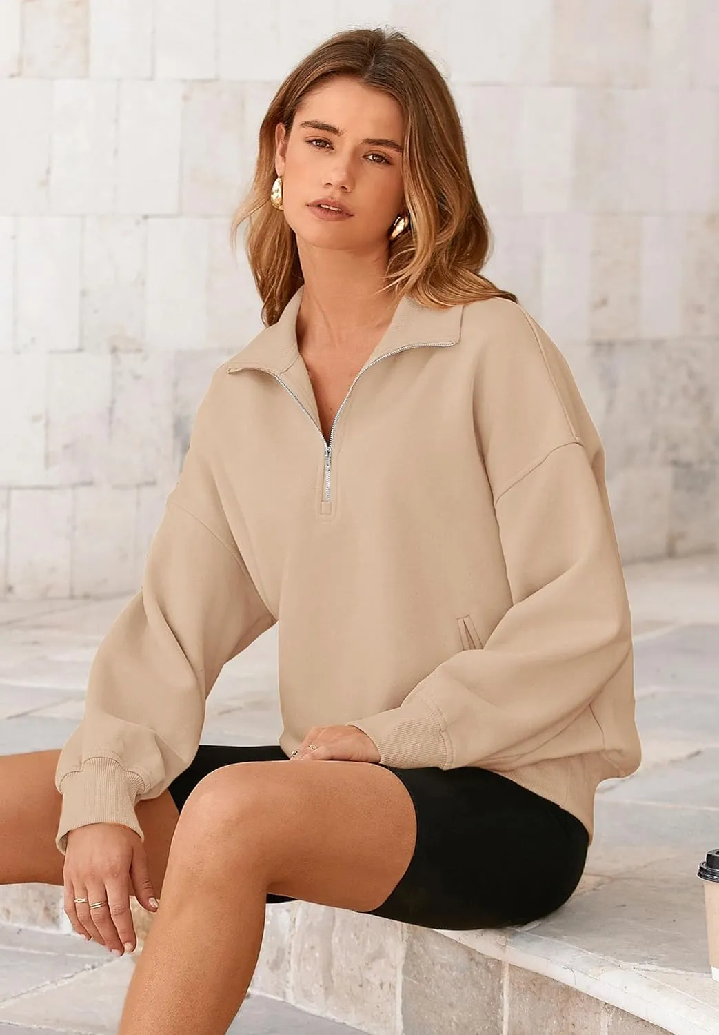 PRETTYGARDEN Women's Fall Fashion Half Zip Sweatshirts Long Sleeve Collared Cropped Pullover Tops Trendy Y2K Clothes