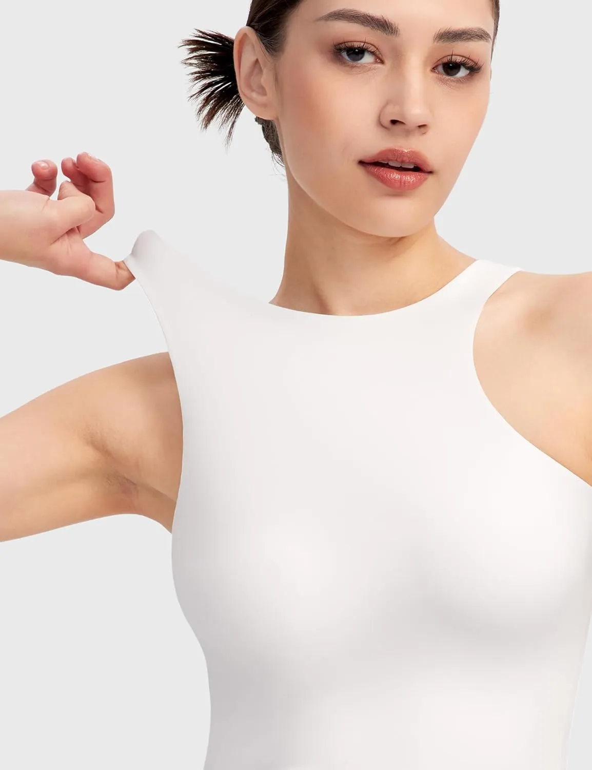 PUMIEY Women's High Neck Tank Top Sleeveless Summer Crop Tops for Women Smoke Cloud Pro Collection