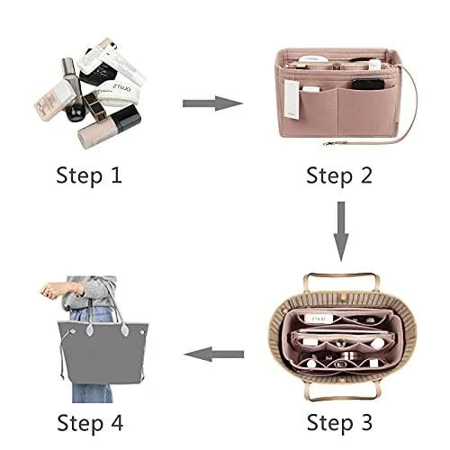 Purse Organizer, Bag Organizer with Metal Zipper