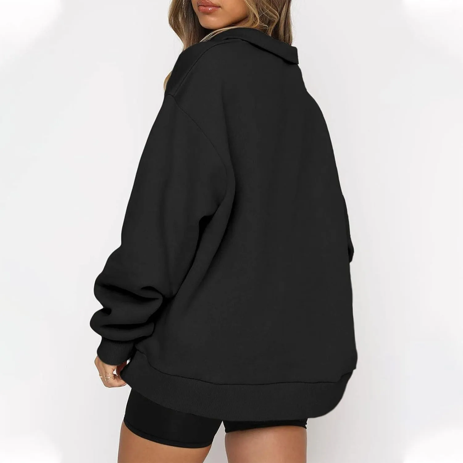 Quarter Zip Pullover for Women Fall Long Sleeve Y2k Clothes Drop Shoulder Blouses Casual Sweaters Half Zip Sweatshirt