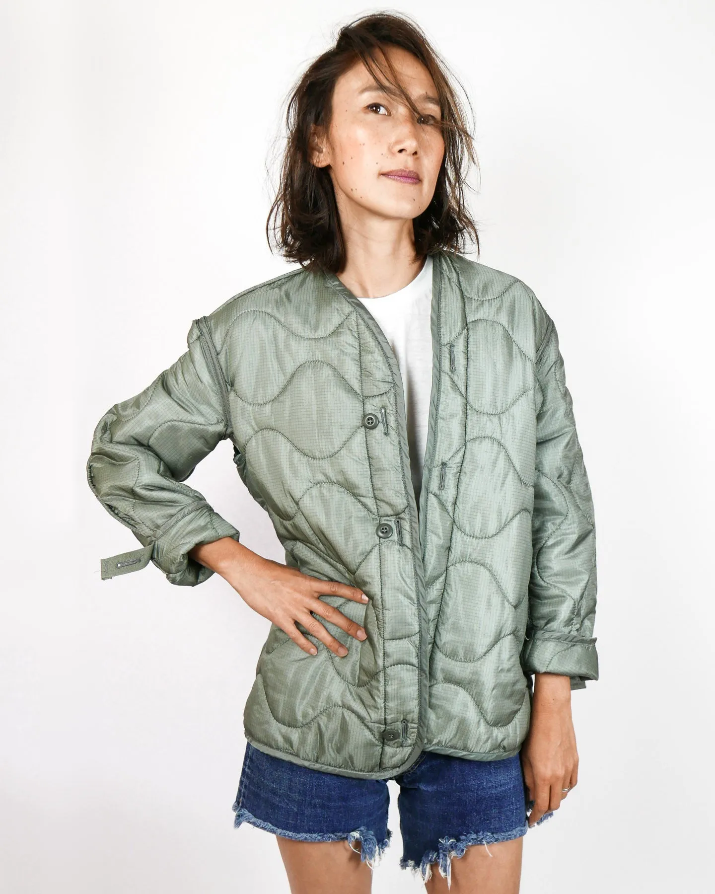 Quilted Sage Military Jacket Liner