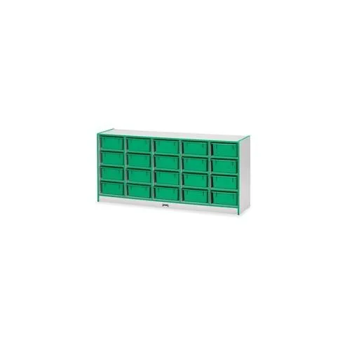 Rainbow Accents Mobile Tub Bin Storage - 20 Compartment(s) - 29.5" Height x 24.5" Width x 15" Depth - Floor - Green - Hard Rubber - 1Each