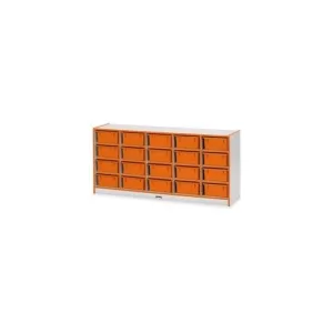 Rainbow Accents Mobile Tub Bin Storage - 20 Compartment(s) - 29.5" Height x 24.5" Width x 15" Depth - Orange - Hard Rubber - 1Each