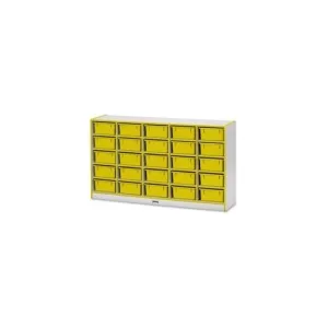 Rainbow Accents Mobile Tub Bin Storage - 25 Compartment(s) - 35.5" Height x 60" Width x 15" Depth - Yellow - Hard Rubber - 1Each