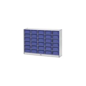Rainbow Accents Mobile Tub Bin Storage - 30 Compartment(s) - 42" Height x 60" Width x 15" Depth - Blue - Hard Rubber - 1Each