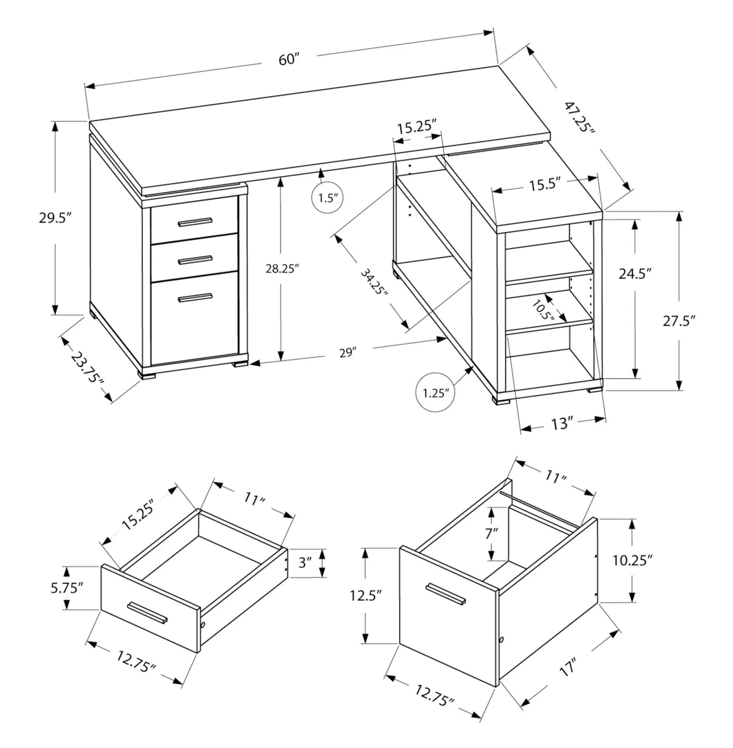 Randall L-Shaped Corner Desk - Espresso