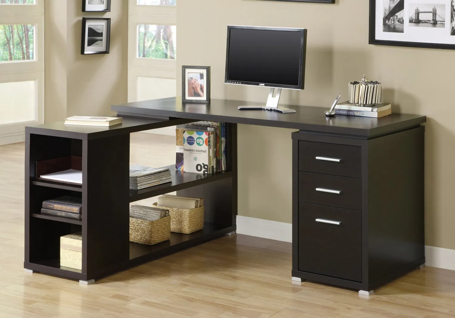 Randall L-Shaped Corner Desk - Espresso