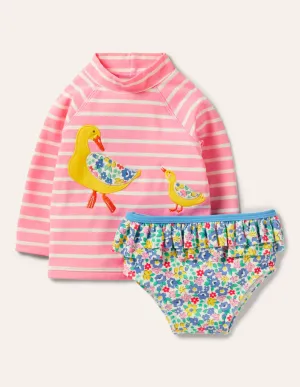 Rash Vest Set-Pink Lemonade/Ivory Ducks