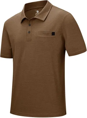 Rdruko Men's Polo Shirts Short Sleeve Dry Fit Golf Shirt with Pocket Collared Tee Shirts Athletic Casual