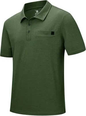 Rdruko Men's Polo Shirts Short Sleeve Dry Fit Golf Shirt with Pocket Collared Tee Shirts Athletic Casual
