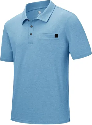 Rdruko Men's Polo Shirts Short Sleeve Dry Fit Golf Shirt with Pocket Collared Tee Shirts Athletic Casual