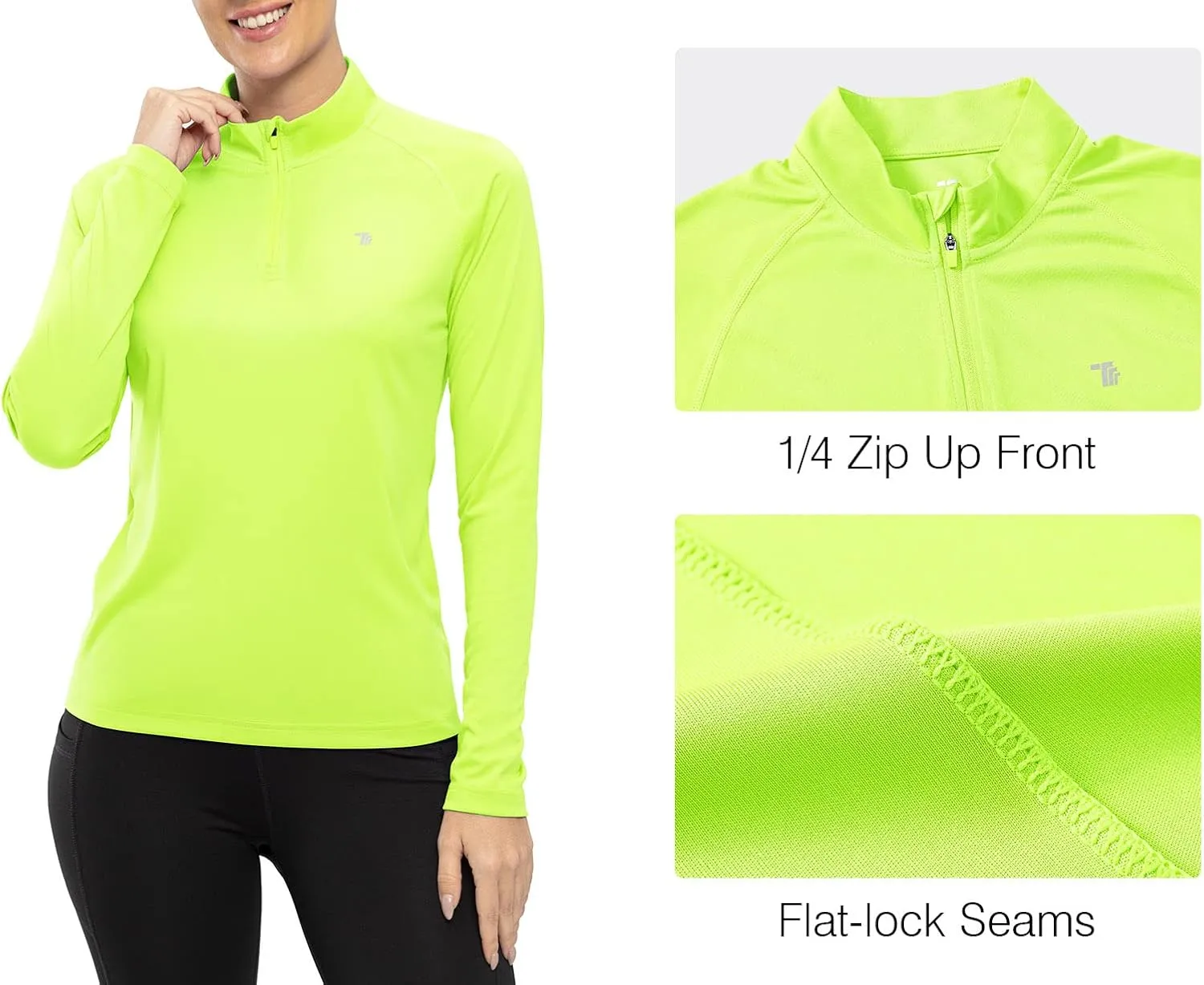 Rdruko Women's Hiking Shirts Quick Dry Long Sleeve UPF 50  Sun Protection Quarter Zip Outdoor Athletic Shirts