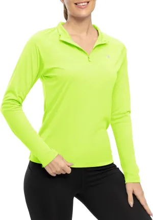 Rdruko Women's Hiking Shirts Quick Dry Long Sleeve UPF 50  Sun Protection Quarter Zip Outdoor Athletic Shirts