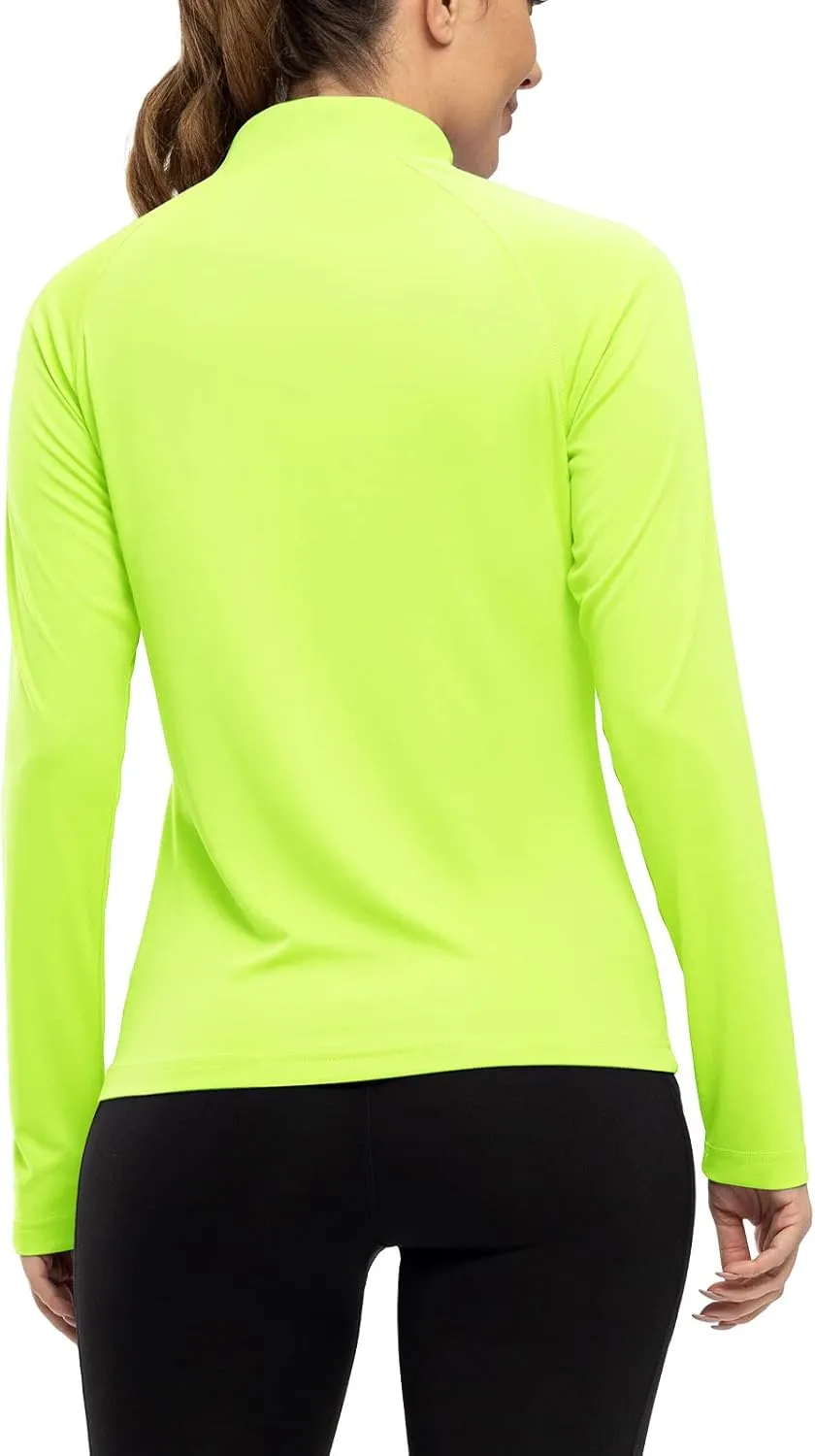 Rdruko Women's Hiking Shirts Quick Dry Long Sleeve UPF 50  Sun Protection Quarter Zip Outdoor Athletic Shirts