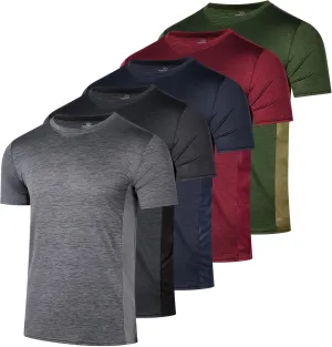 Real Essentials 5 Pack: Youth Dry-Fit Wicking Active Athletic Performance Short Sleeve T-Shirt Boys & Girls Shirts