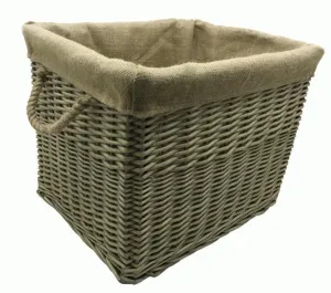 Rectangular Wicker Lined log Basket