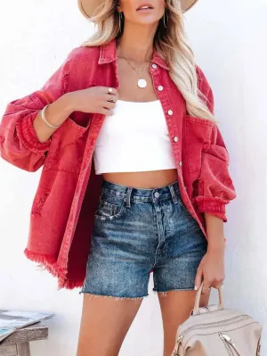 Red Denim Shacket