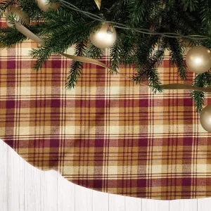 Red, Mustard Gold, and Cream Plaid Homespun Christmas Tree Skirts