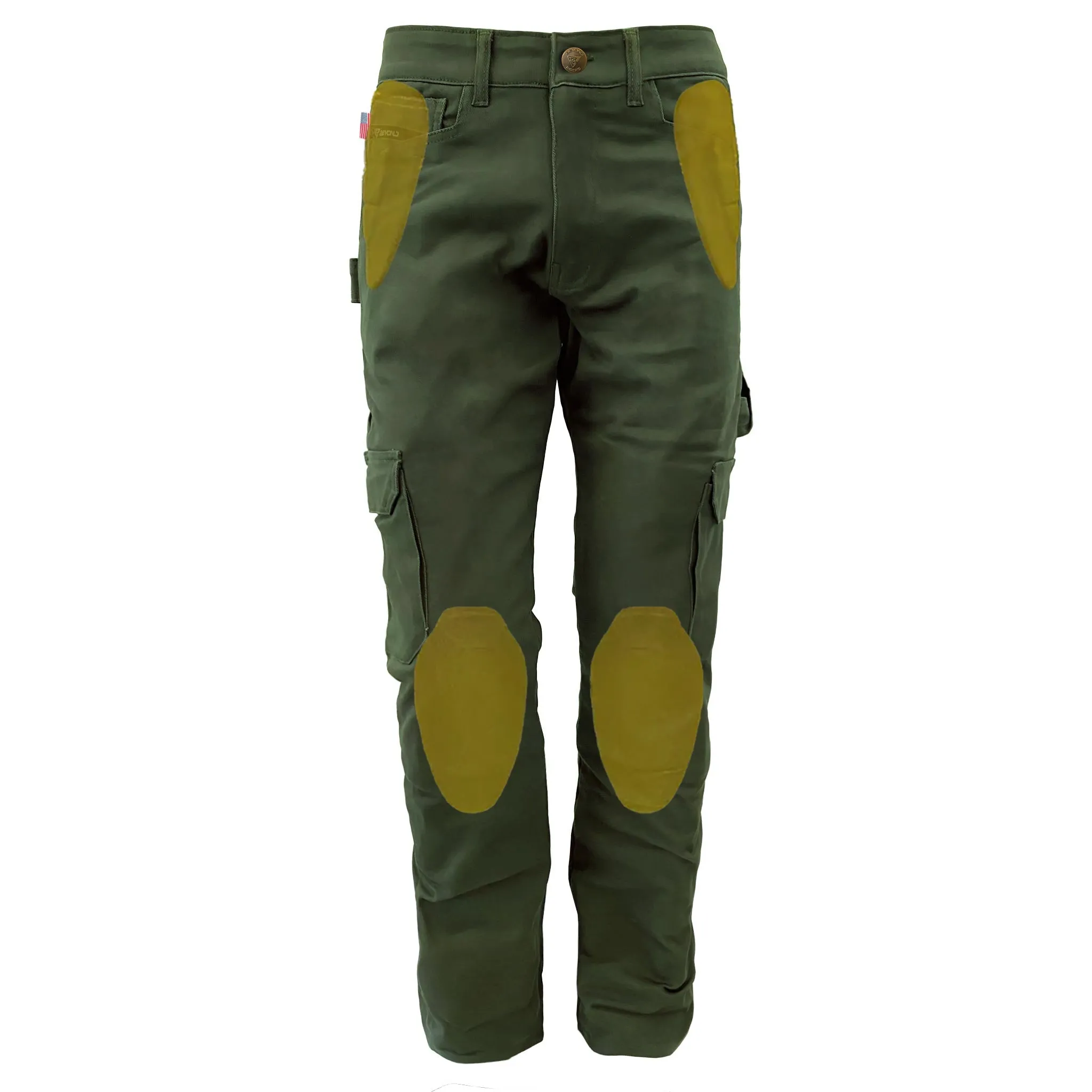 Relaxed Fit Cargo Pants - Army Green with Pads
