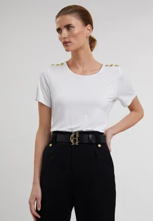 Relaxed Fit Crew Neck Tee - White
