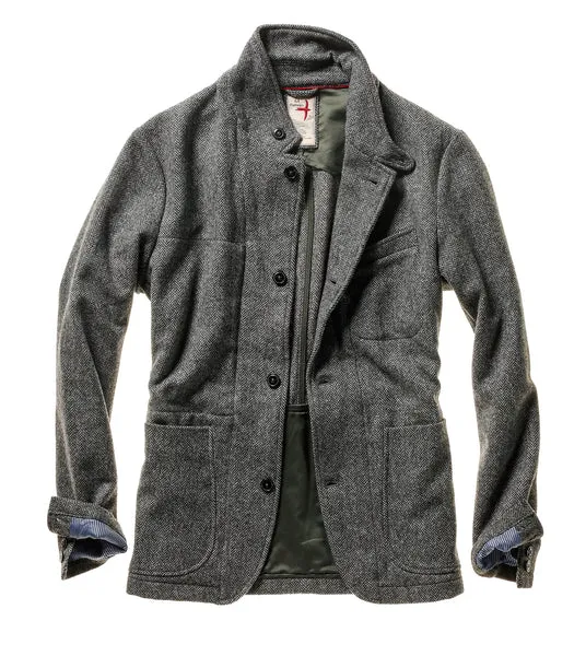 Relwen Heritage Trap Blazer in Grey  Herringbone