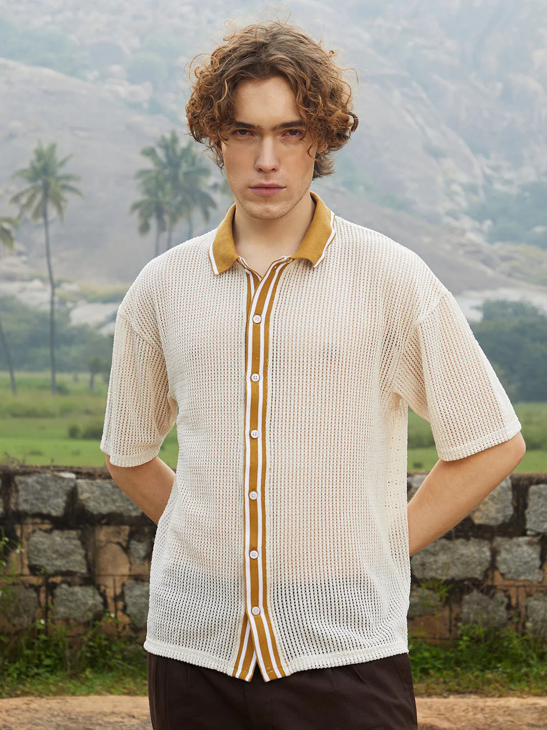 Retro-Knit Oversized Shirt
